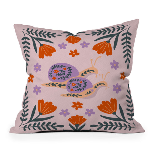 Angela Minca Snails and flowers Throw Pillow