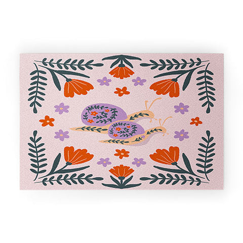 Angela Minca Snails and flowers Welcome Mat