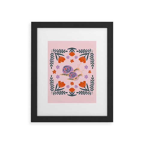 Angela Minca Snails and flowers Framed Art Print