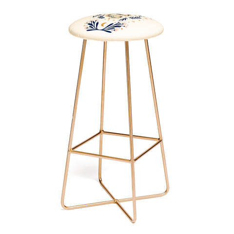 Angela Minca Snake and flowers beige indigo Bar Stool