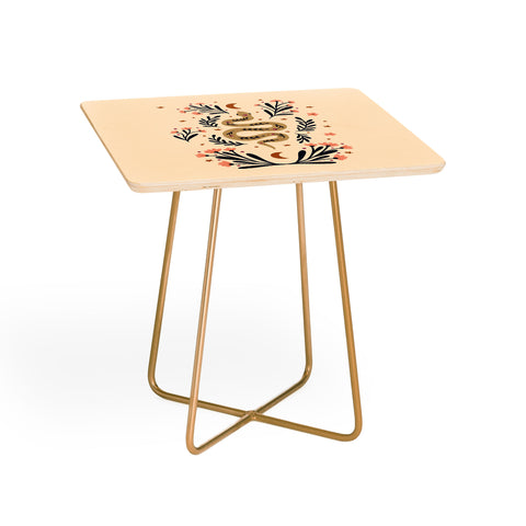 Angela Minca Snake and flowers beige indigo Side Table
