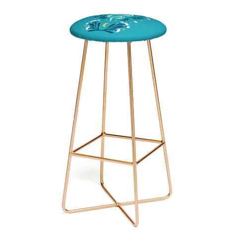 Angela Minca Snake and flowers turquoise Bar Stool
