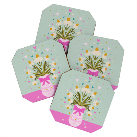 Angela Minca Spring floral vase Coaster Set
