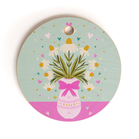 Angela Minca Spring floral vase Cutting Board Round