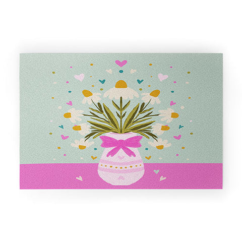 Angela Minca Spring floral vase Welcome Mat