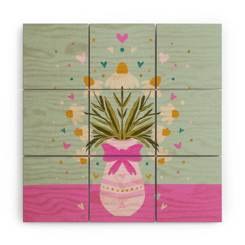 Angela Minca Spring floral vase Wood Wall Mural