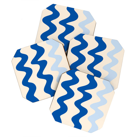 Angela Minca Squiggly lines blue Coaster Set