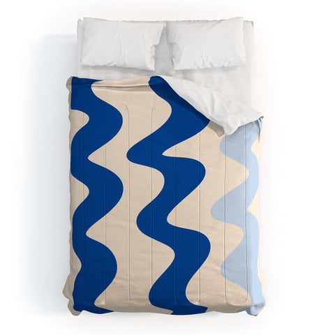 Angela Minca Squiggly lines blue Comforter