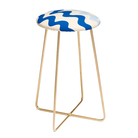 Angela Minca Squiggly lines blue Counter Stool