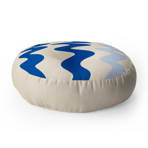 Angela Minca Squiggly lines blue Floor Pillow Round