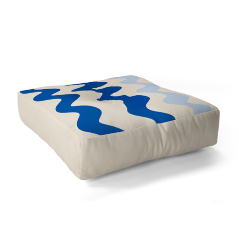 Angela Minca Squiggly lines blue Floor Pillow Square