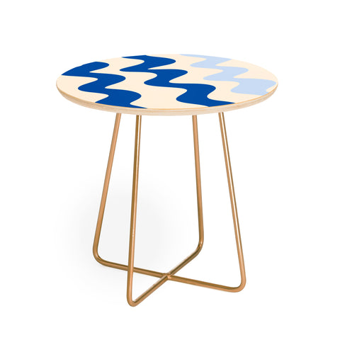 Angela Minca Squiggly lines blue Round Side Table