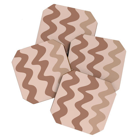 Angela Minca Squiggly lines mocha mousse Coaster Set