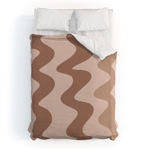 Angela Minca Squiggly lines mocha mousse Duvet Cover