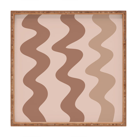 Angela Minca Squiggly lines mocha mousse Square Tray