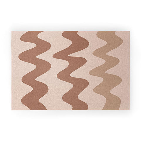 Angela Minca Squiggly lines mocha mousse Welcome Mat