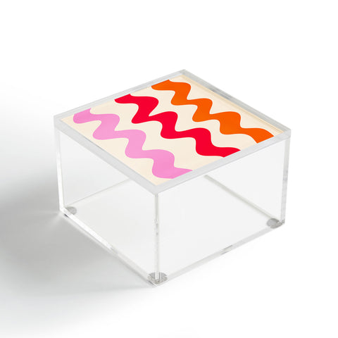 Angela Minca Squiggly lines orange and red Acrylic Box