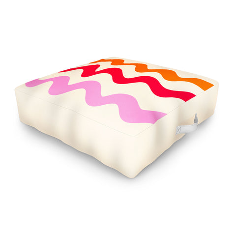 Angela Minca Squiggly lines orange and red Outdoor Floor Cushion