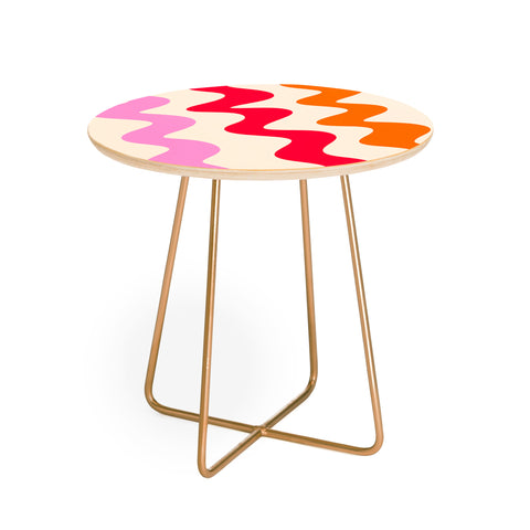 Angela Minca Squiggly lines orange and red Round Side Table