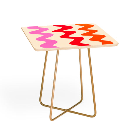 Angela Minca Squiggly lines orange and red Side Table