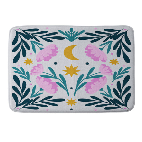 Angela Minca Stars moon and flowers Memory Foam Bath Mat