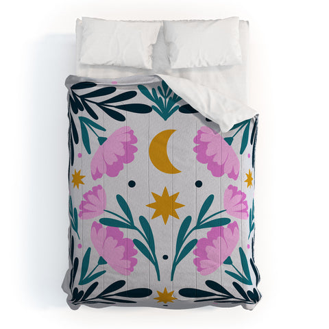 Angela Minca Stars moon and flowers Comforter