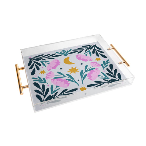 Angela Minca Stars moon and flowers Acrylic Tray