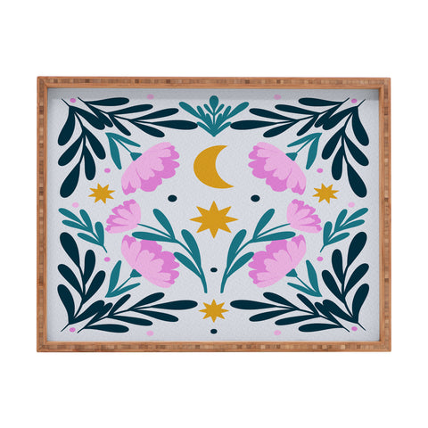 Angela Minca Stars moon and flowers Rectangular Tray