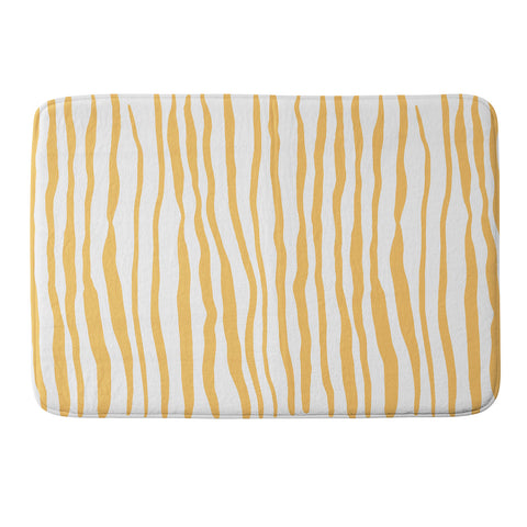 Angela Minca Summer wavy lines yellow Memory Foam Bath Mat