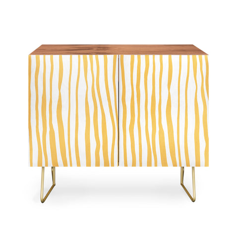 Angela Minca Summer wavy lines yellow Credenza