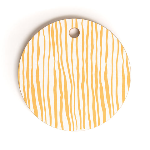 Angela Minca Summer wavy lines yellow Cutting Board Round