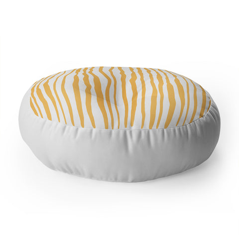 Angela Minca Summer wavy lines yellow Floor Pillow Round