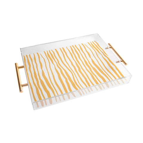 Angela Minca Summer wavy lines yellow Acrylic Tray