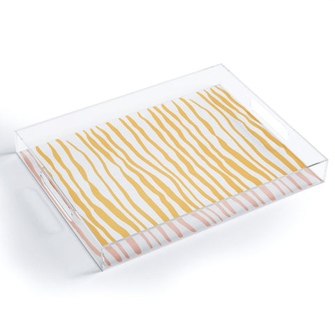 Angela Minca Summer wavy lines yellow Acrylic Tray