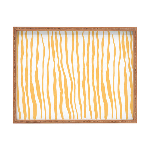 Angela Minca Summer wavy lines yellow Rectangular Tray