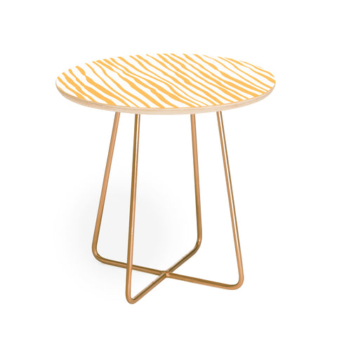 Angela Minca Summer wavy lines yellow Round Side Table