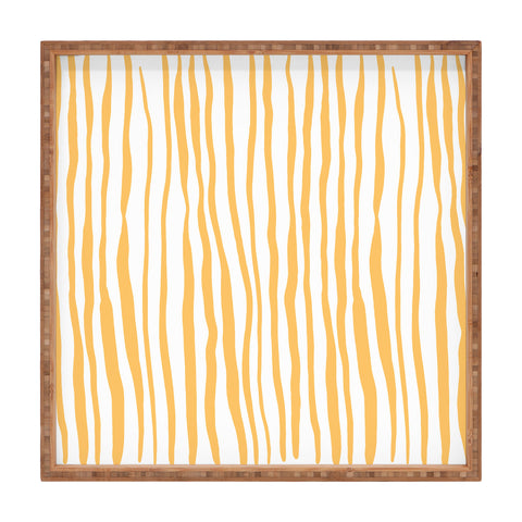 Angela Minca Summer wavy lines yellow Square Tray