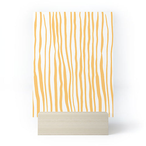 Angela Minca Summer wavy lines yellow Mini Art Print