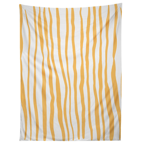 Angela Minca Summer wavy lines yellow Tapestry