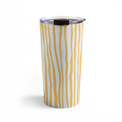 Angela Minca Summer wavy lines yellow Travel Mug