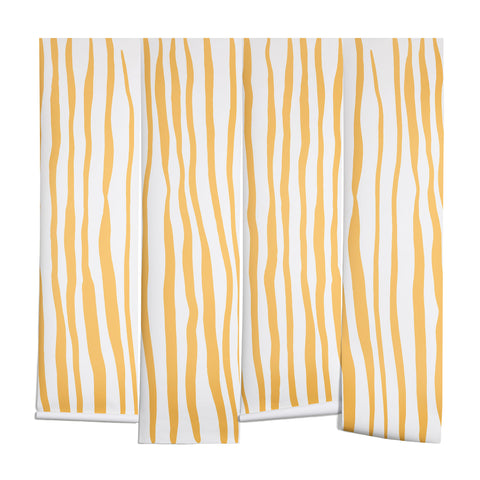 Angela Minca Summer wavy lines yellow Wall Mural