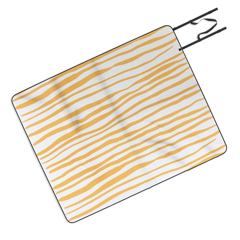 Angela Minca Summer wavy lines yellow Picnic Blanket