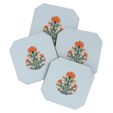 Angela Minca Symmetrical floral bouquet Coaster Set