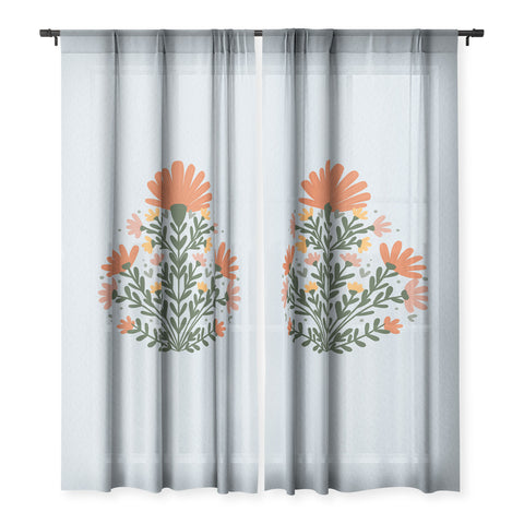 Angela Minca Symmetrical floral bouquet Sheer Non Repeat