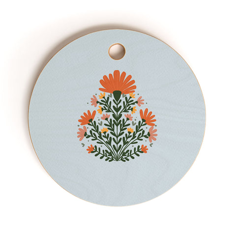 Angela Minca Symmetrical floral bouquet Cutting Board Round
