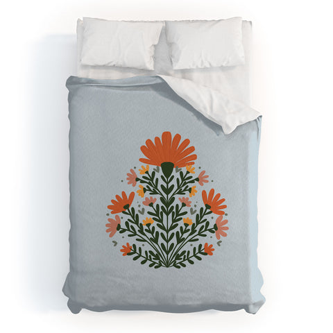 Angela Minca Symmetrical floral bouquet Duvet Cover