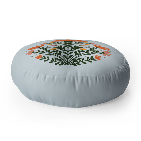 Angela Minca Symmetrical floral bouquet Floor Pillow Round