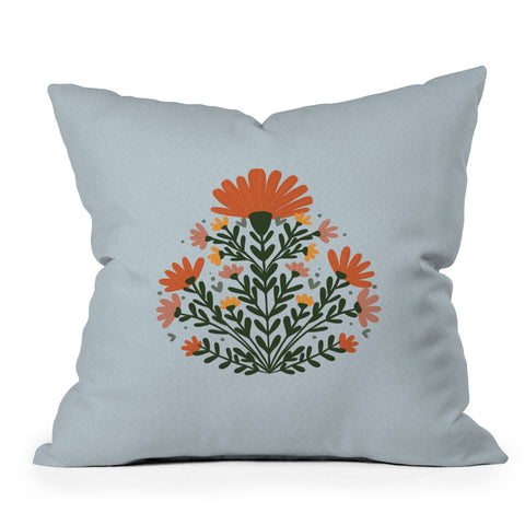 Angela Minca Symmetrical floral bouquet Throw Pillow