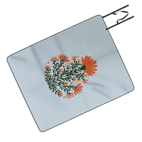 Angela Minca Symmetrical floral bouquet Picnic Blanket