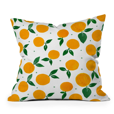 Angela Minca Tangerine pattern yellow Outdoor Throw Pillow